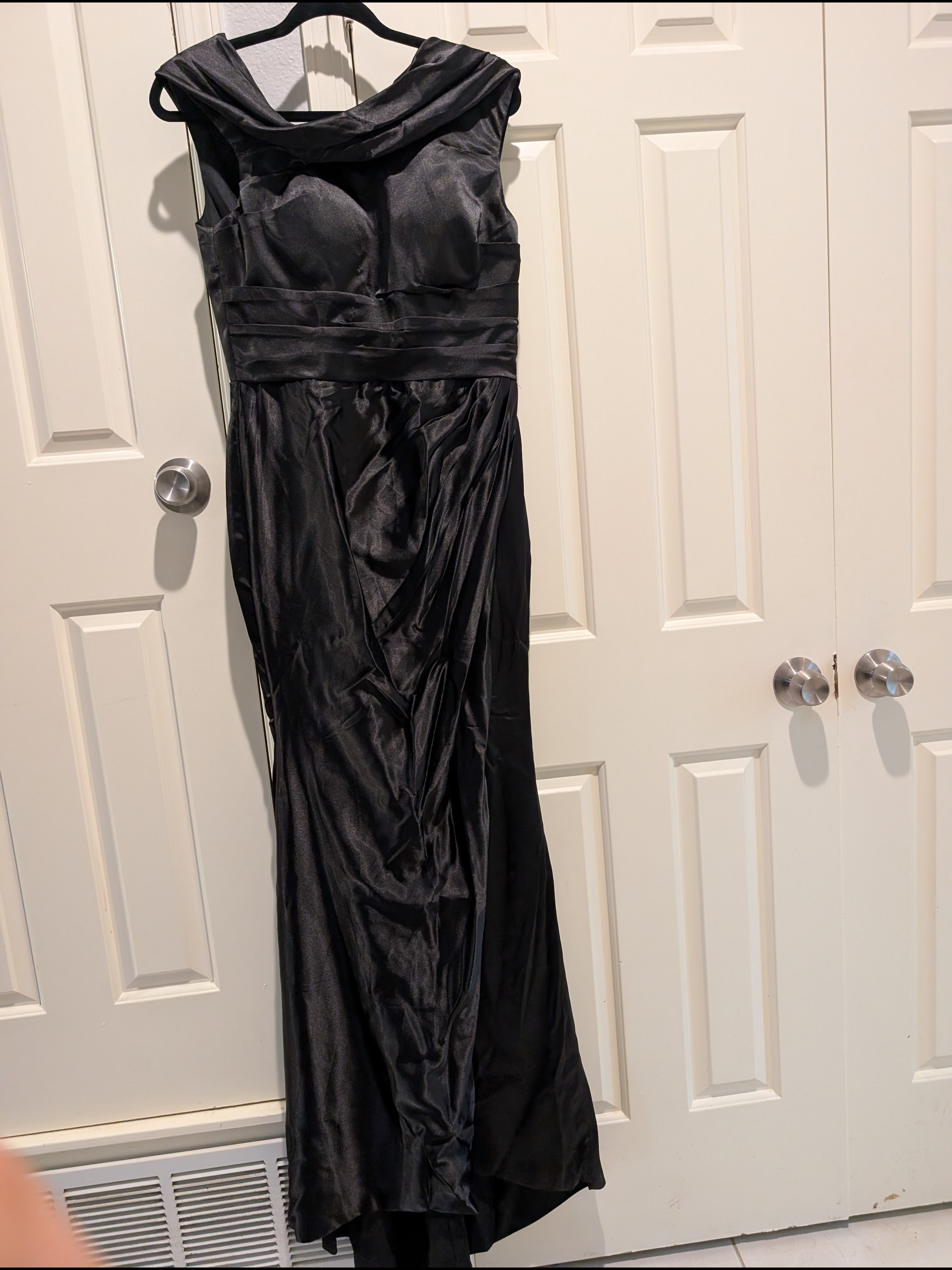 Elegant Black Satin Evening Gown - Women's Formal Dress